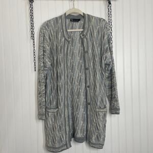 Purely Australian Womens Gray Merino Wool Button-Down Cardigan Sweater Size M